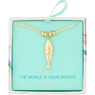 Leith The World Is Your Oyster Fish Pendant Necklace In Gold