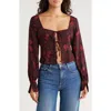 Leith Tie Front Crepe Long Sleeve Top