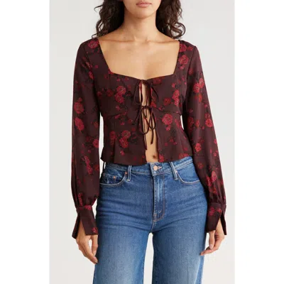 Leith Tie Front Crepe Long Sleeve Top