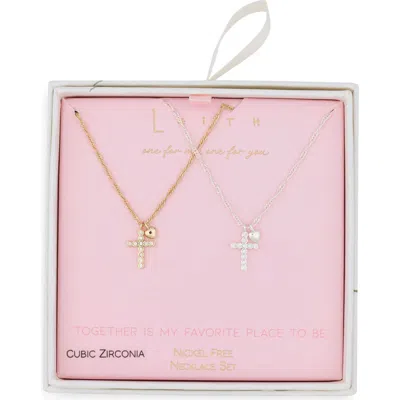 Leith Together Is My Favorite Place To Be Set Of 2 Cross Pendant Necklaces In Multi