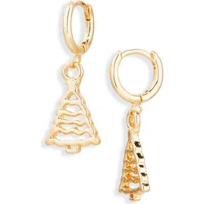 Leith Tree Drop Huggie Hoop Earrings In Gold