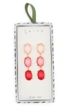 Leith Triple Drop Earrings In Pink