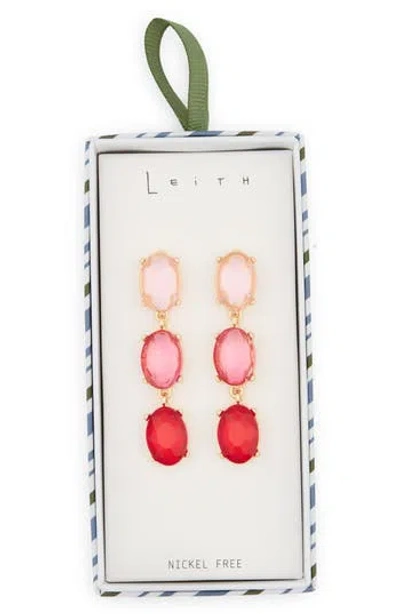 Leith Triple Drop Earrings In Pink