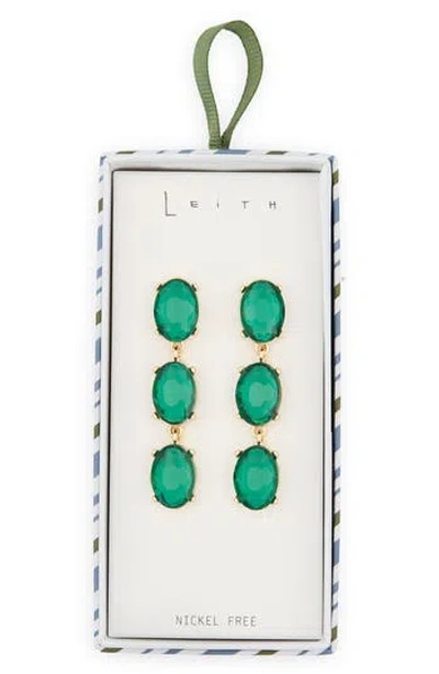 Leith Triple Drop Earrings In Green