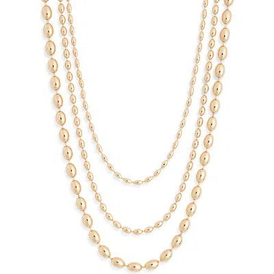 Leith Triple Row Bead Chain Necklace In Gold