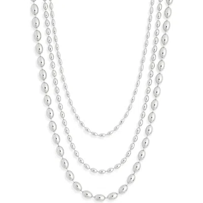 Leith Triple Row Bead Chain Necklace In Silver
