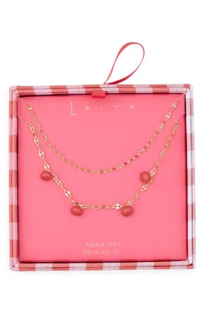 Leith Two Row Tomato Layered Necklace In Red