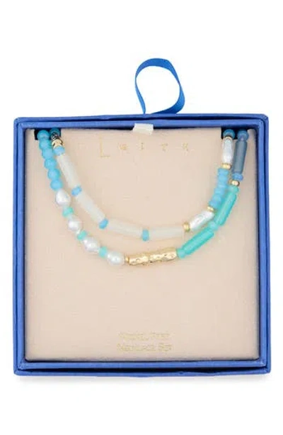 Leith Two-row Beaded Necklace In Blue