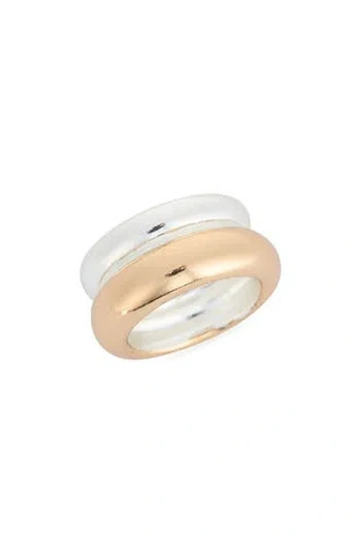 Leith Two-tone Ridged Band Ring In Orange