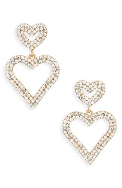 Leith Valentine's Day Heart Drop Earrings In Gold