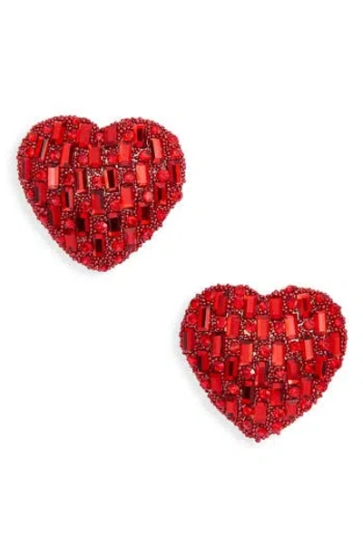 Leith Valentine's Day Heart Stud Earrings In Red