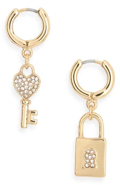 Leith Valentine's Day Lock & Key Drop Earrings In Gold