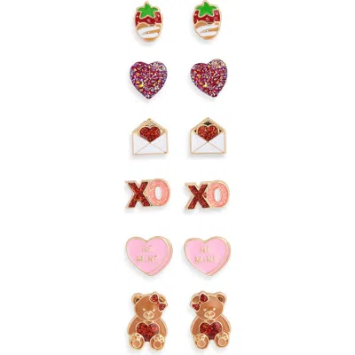 Leith Valentine's Day Set Of 6 Stud Earrings In Multi