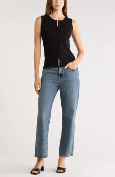 Leith Variegated Rib Sweater Tank In Black