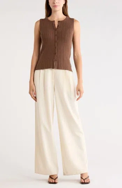 Leith Variegated Rib Sweater Tank In Brown