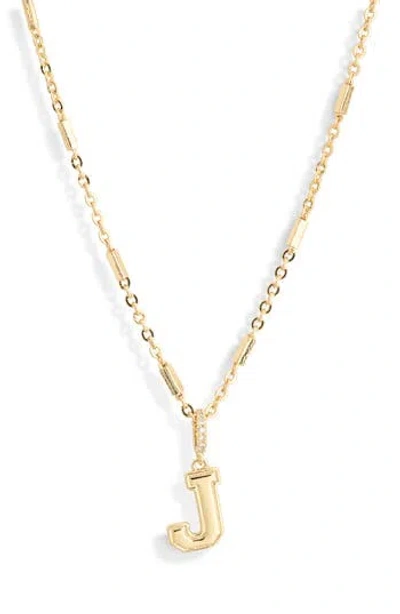 Leith Varsity Font Cubic Zirconia Initial Pendant Necklace In Gold