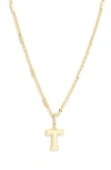 Leith Varsity Font Cubic Zirconia Initial Pendant Necklace In Gold