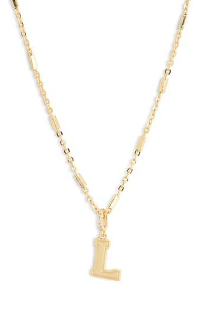 Leith Varsity Font Cubic Zirconia Initial Pendant Necklace In Gold