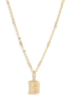 Leith Varsity Font Cubic Zirconia Initial Pendant Necklace In Gold