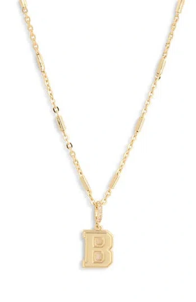 Leith Varsity Font Cubic Zirconia Initial Pendant Necklace In Gold