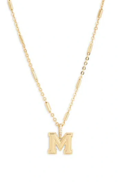 Leith Varsity Font Cubic Zirconia Initial Pendant Necklace In Gold