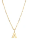 Leith Varsity Font Cubic Zirconia Initial Pendant Necklace In Gold