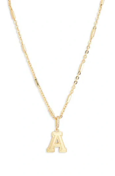 Leith Varsity Font Cubic Zirconia Initial Pendant Necklace In Gold