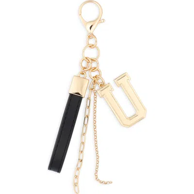 Leith Varsity Initial Bag Charm In Gold