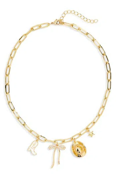Leith Western Enamel & Cubic Zirconia Charm Necklace