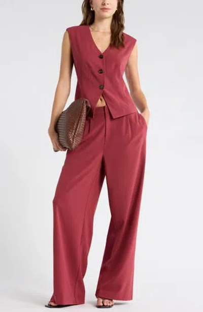 Leith Wide Leg Pants In Red Ruby