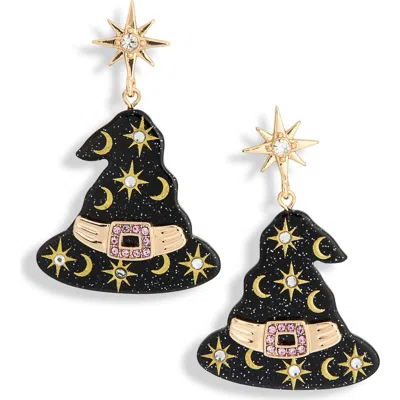 Leith Witch Hat Drop Earrings In Black Multi- Gold