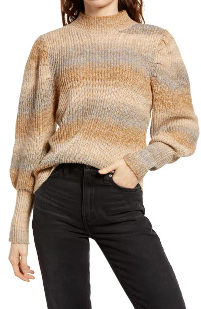Leith Women's  Stripe Space Dye Sweater, Size Small - Green In Brown