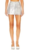 Leje Sequin Wrap Mini Skirt In Silver