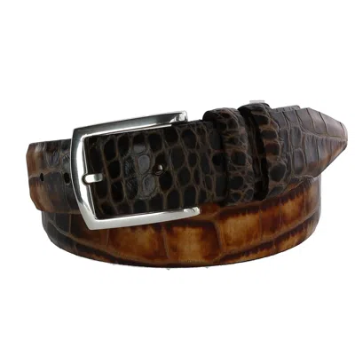 Lejon Men's Italian Calfskin Croc Print Belt In Multi