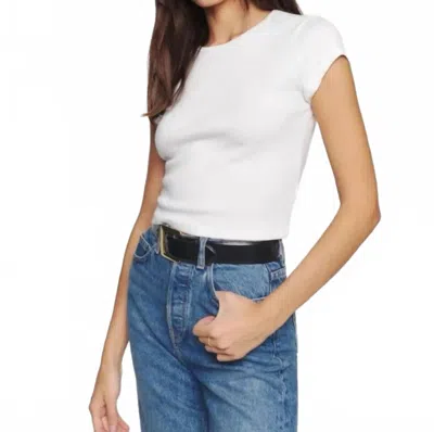 Lejule Ella Rib Crewneck Top In White
