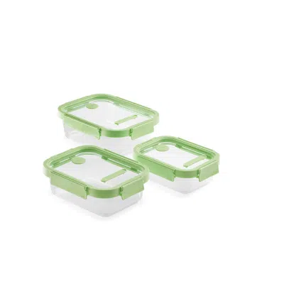 Lekue 100% Airtight Rectangular Glass Food Storage Container, Set Of 3 In Transparent