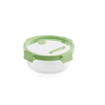 Lekue 100% Airtight Round Glass Food Storage Container, 32 oz In Green