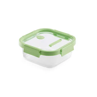 Lekue 100% Airtight Square Glass Food Storage Container, 37 oz In Green