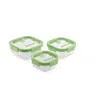 Lekue 100% Airtight Square Glass Food Storage Container, Set Of 3