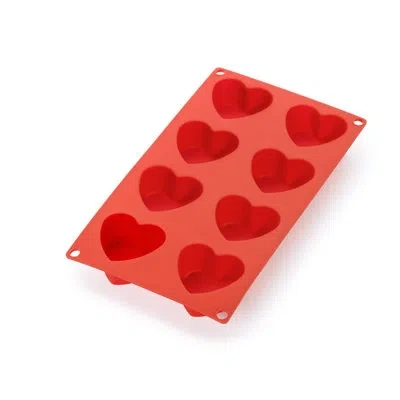 Lekue Heart Molds, 8 Holes In Red