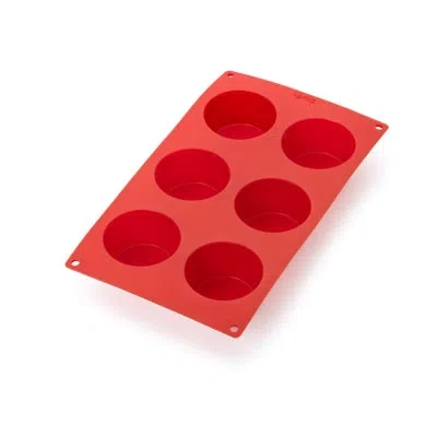Lekue Muffins Mold, 6 Hole In Red