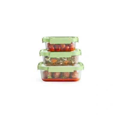Lekue Rectangular Glass Containers Set Of 3 In Clear