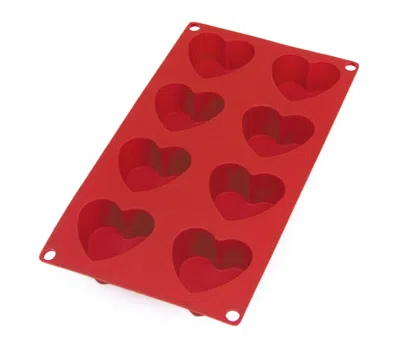 Lekue Silicone 6 Cavity Heart Baking Mold In Red