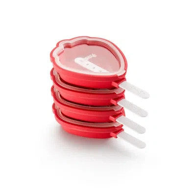 Lekue Stackable Strawberry Ice Pop Molds, Set Of 4 In Red