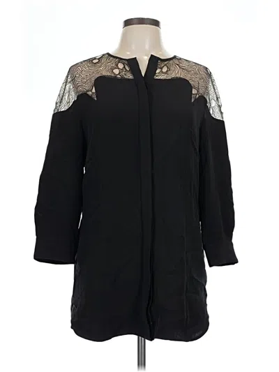 Pre-owned Lela Rose 3/4 Sleeve Blouse In Black