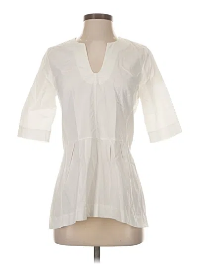 Pre-owned Lela Rose 3/4 Sleeve Blouse In White