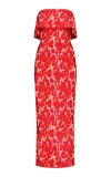 Lela Rose Alexandra Floral Jacquard-knit Midi Dress In Red