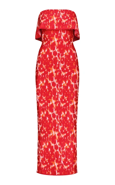 Lela Rose Alexandra Floral Jacquard-knit Midi Dress In Red