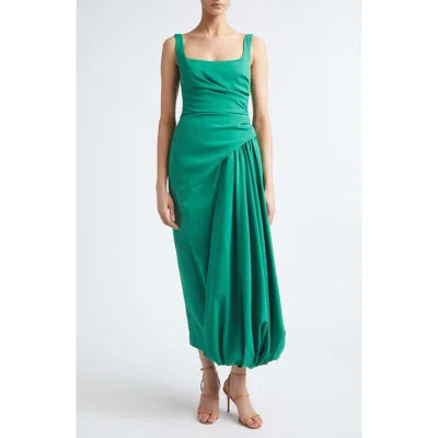 Lela Rose Asymmetric Faille Bubble Dress In Green