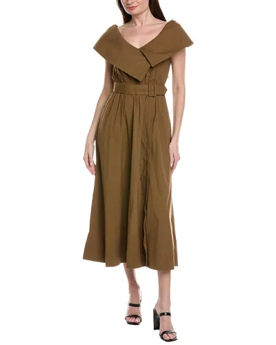 Lela Rose Asymmetrical Cuff Dress In Brown